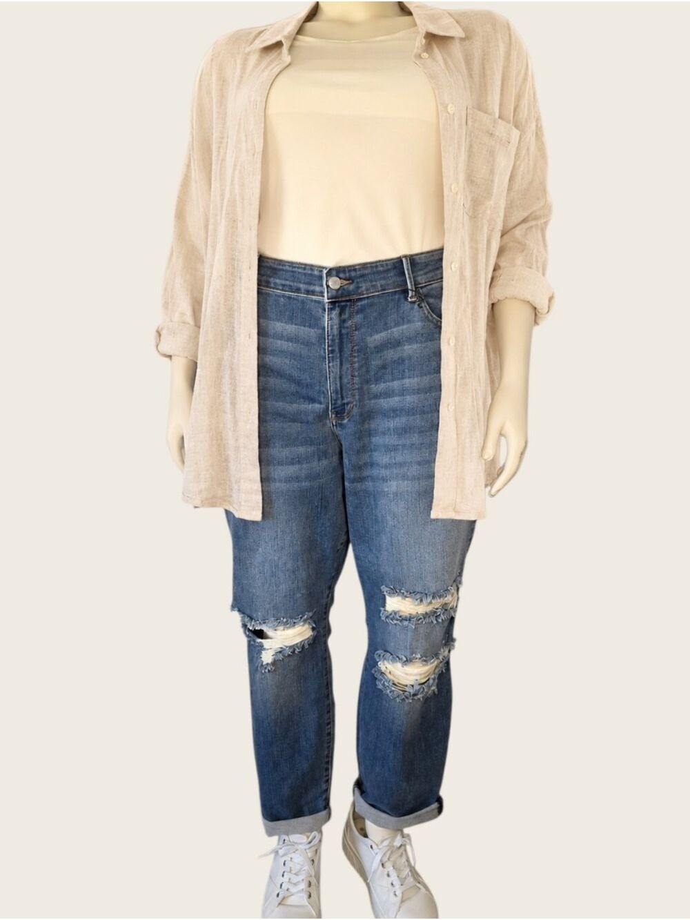Judy Blue Coastal Cool Distressed Boyfriend Jeans 22W NWT